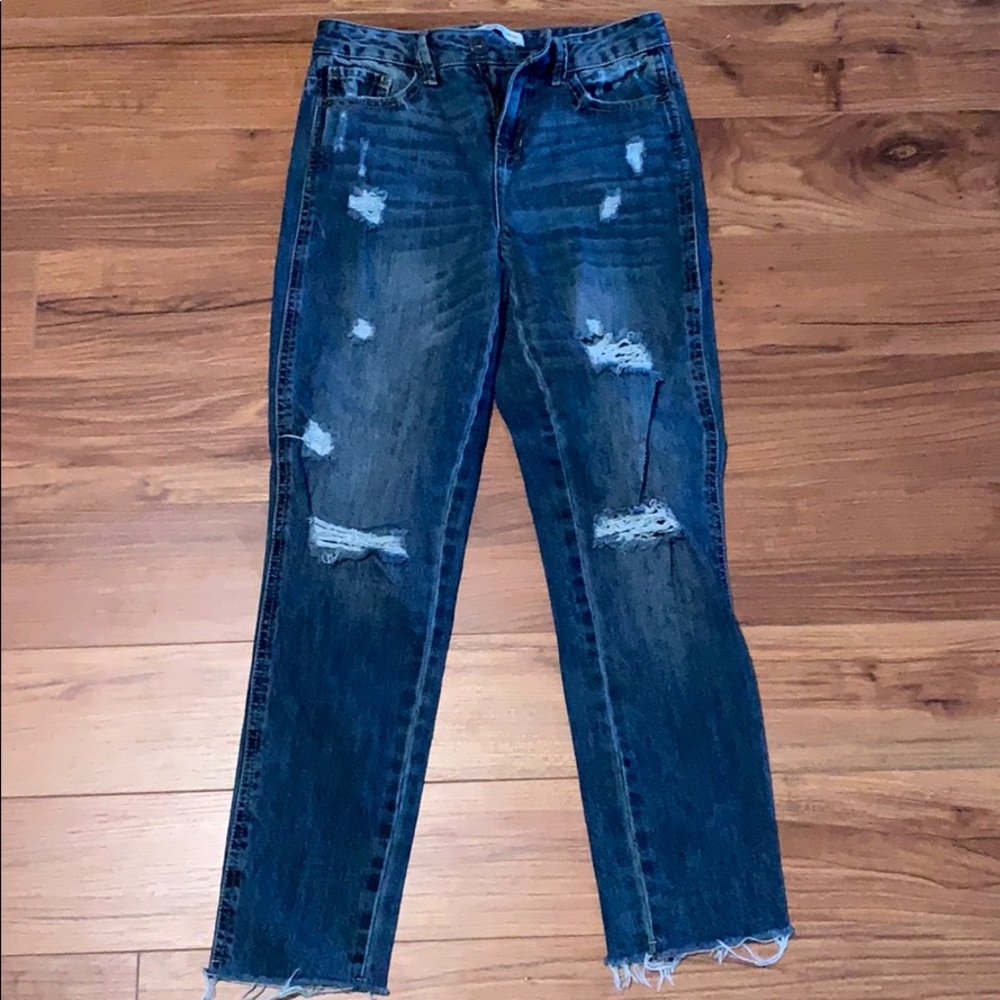 Ripped blue jeans